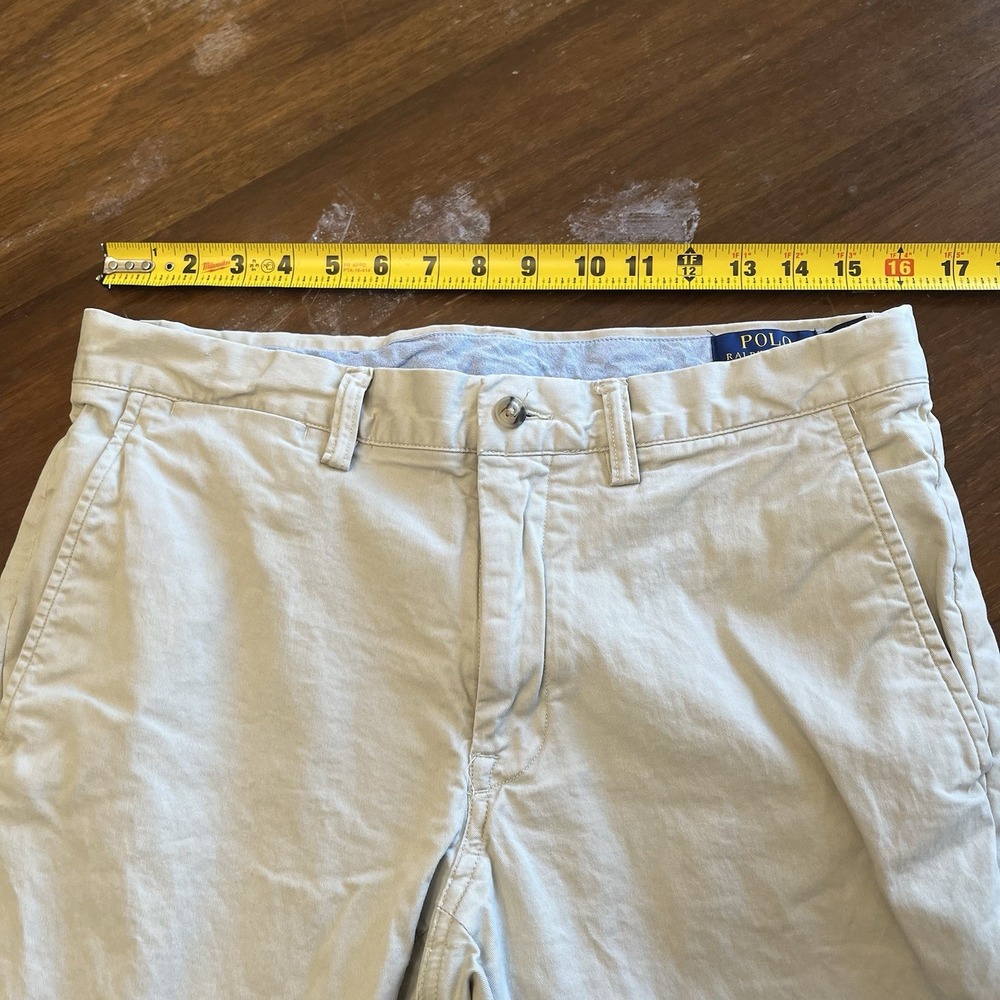 Polo Ralph Lauren Pants Mens 32x32 Tan Khaki Stretch Slim Fit Chino Twill Casual - Picture 11 of 16